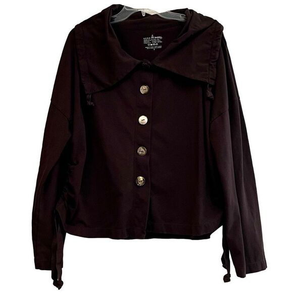 Neon Buddha Brown Jacket Cinch Waist Button Up Small - Picture 1 of 9